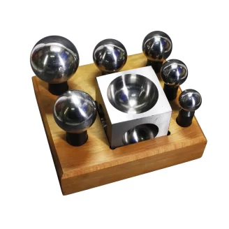 Jeweler's Steel Dapping Tool Set - Heavy-Duty Block with 6 Punches for Dome Shaping